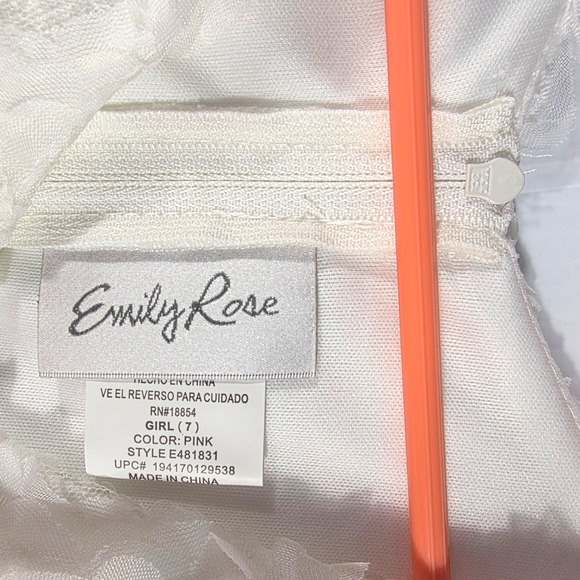 Emily Rose Girls Pink Tulle Dress Embellished Bow Sequins Sz 7 - Picture 5 of 6